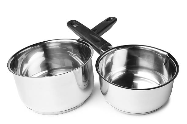 istock Stainless steel milk pans 487067792