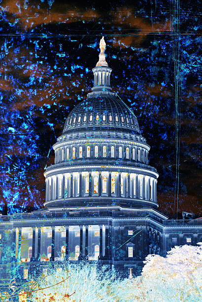 istock Capitol dome in Washington with grunge negative effect 487067930