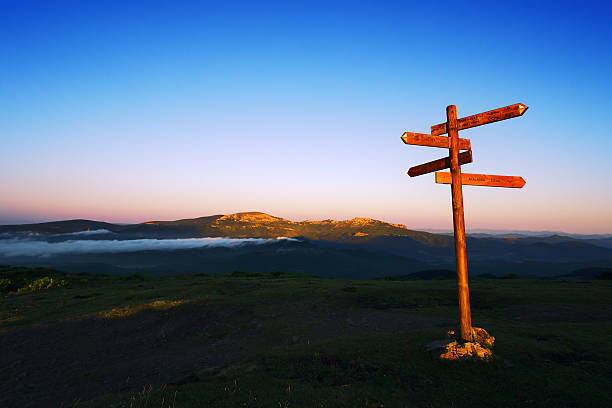 istock wooden signpost on Saibi mountain 487071182