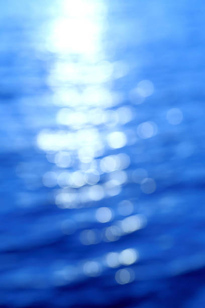 istock Tranquil scene of blue sea, abstract light bokeh on water. 487071202
