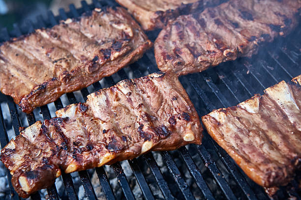 istock Grilled pork ribs on the grill 487076066