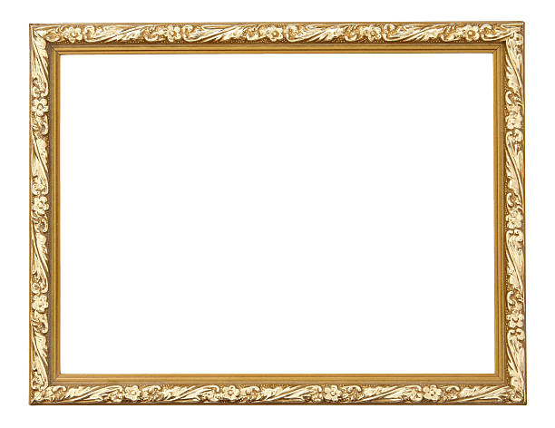 istock Gold picture frame isolated on white background 487076657