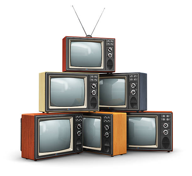 pila di vecchie tv - entertainment home interior electronics industry the media foto e immagini stock