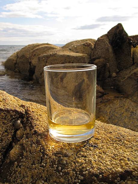 Scotch whisky on the rocks pun intended stock photo