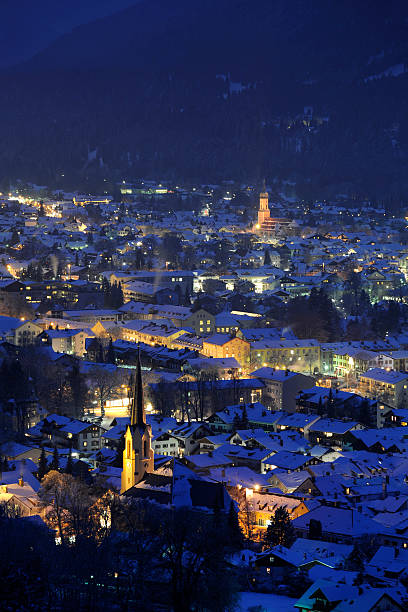 istock german city Garmisch at winter night 487079799