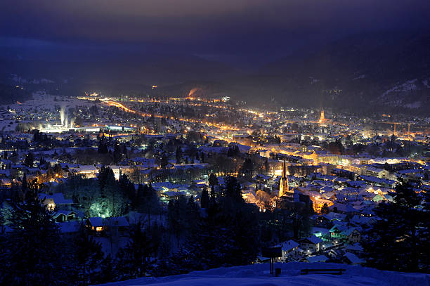 istock german city Garmisch at winter night 487079865
