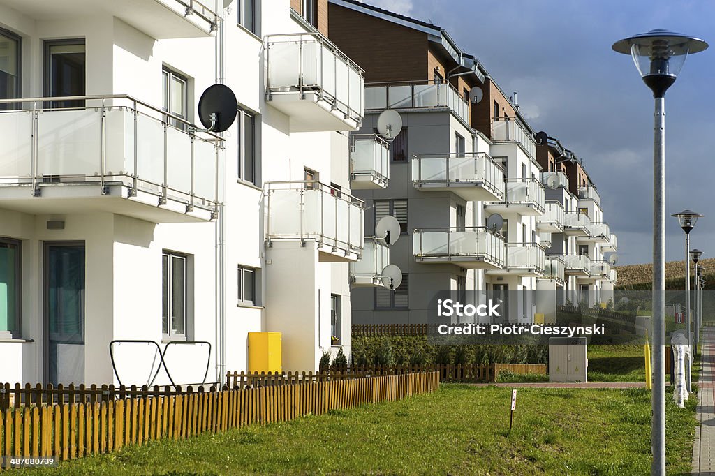 New modern apatrments New modern terraced houses with steel terraces. Apartment Stock Photo