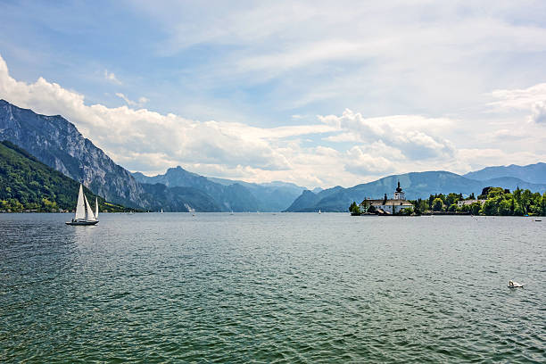 Castle Ort, Gmunden, view from promenade stock photo