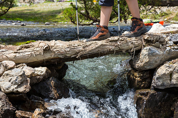 istock Feet of female hiker on bridge 487080874