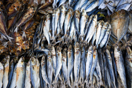 Dried fish on display at Carbon Market located in Cebu City, Philippines.