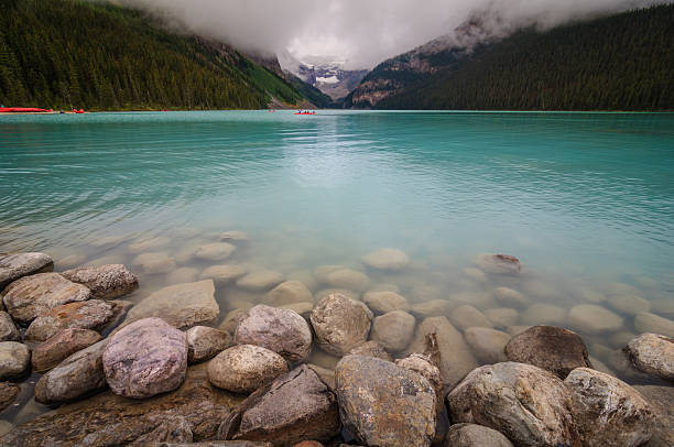 istock Lake Louise beautiful water kayaks 487082662