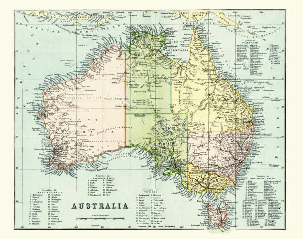 Old Map Of Australia 1899 年 - オーストラリアのベクターアート素材