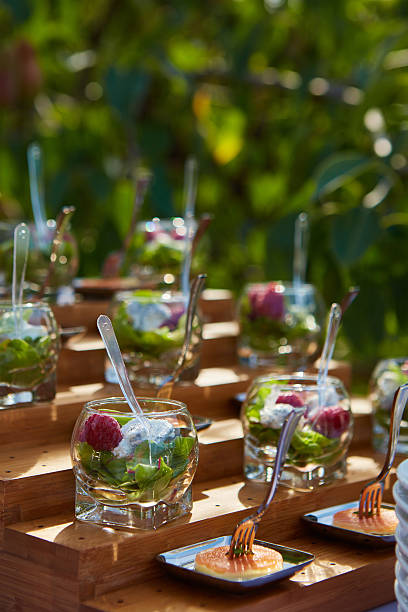 istock Meat and fish appetizers in a restaurant 487097138