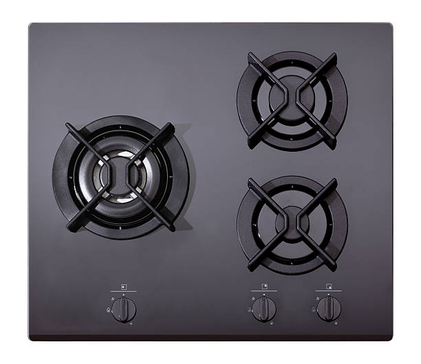 istock Black glass gas hob 487097893