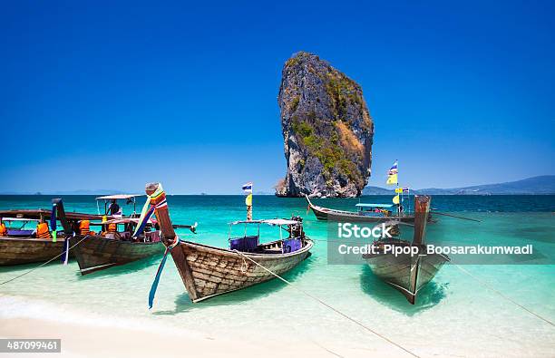 Boat On The Beach At Phuket Island Tourist Attraction Thailand Stock Photo - Download Image Now
