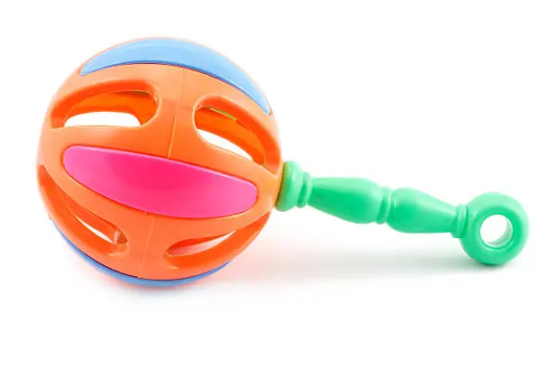 colorful baby rattle isolated on a white background
