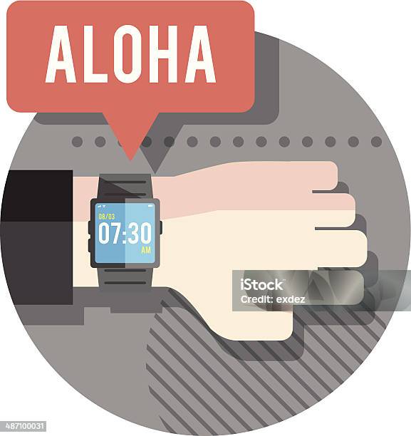 Aloha Da Smartwatch - Immagini vettoriali stock e altre immagini di Aloha- Parola hawaiana - Aloha- Parola hawaiana, Agenda, Applicazione mobile