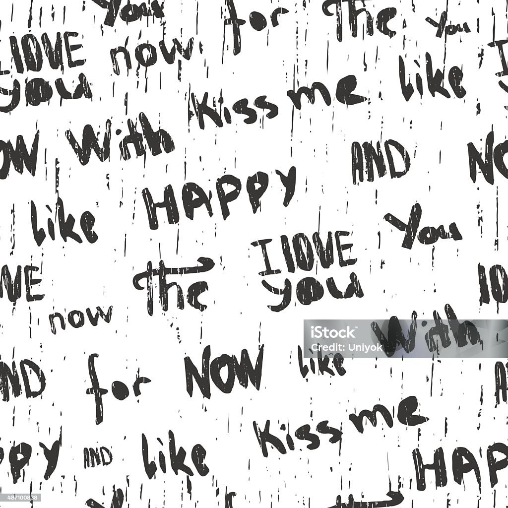 Pattern And Texture Words Monochrome Seamless Pattern With Words Phrases And Grange Texture Stock ...