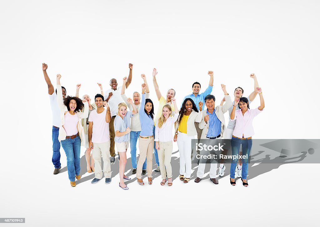 Group of Diverse Multi Ethnic Casual People Celebrating Cheering Stock Photo