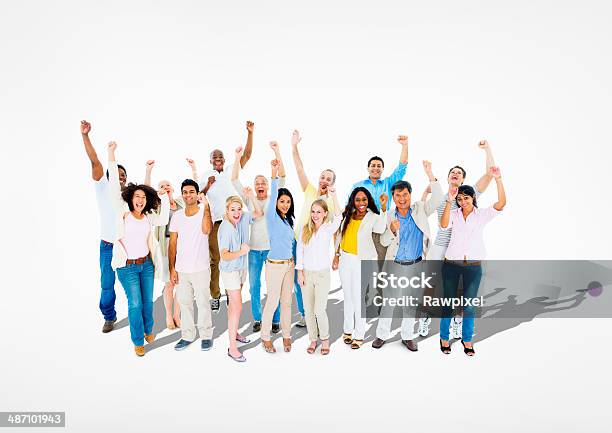 Group Of Diverse Multi Ethnic Casual People Celebrating Stock Photo - Download Image Now