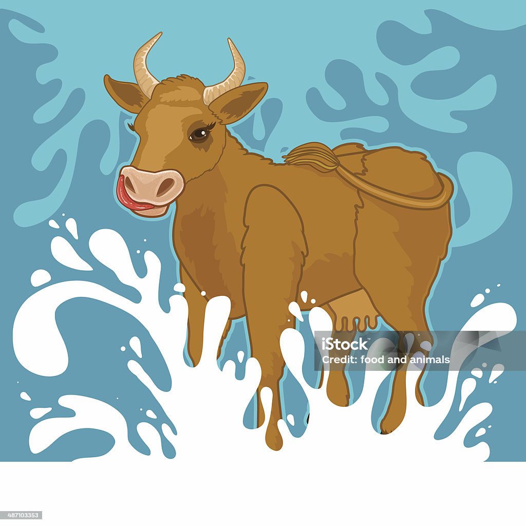 Kuh und Milch Akzenten - Lizenzfrei Agrarbetrieb Vektorgrafik