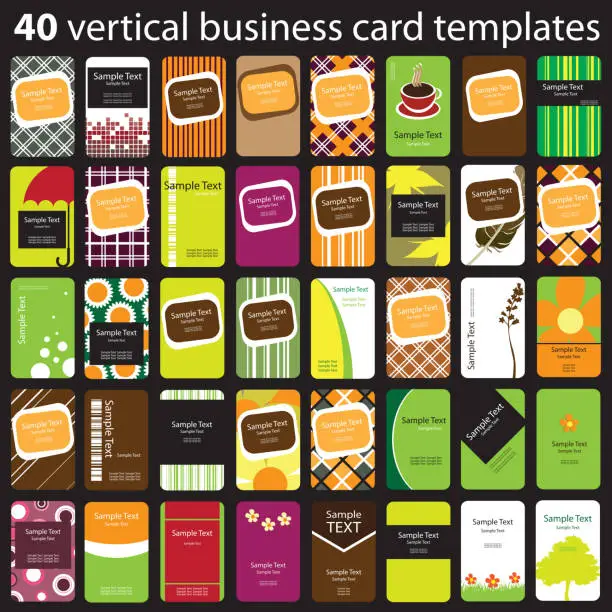 Vector illustration of 40 Colorful Business Cards