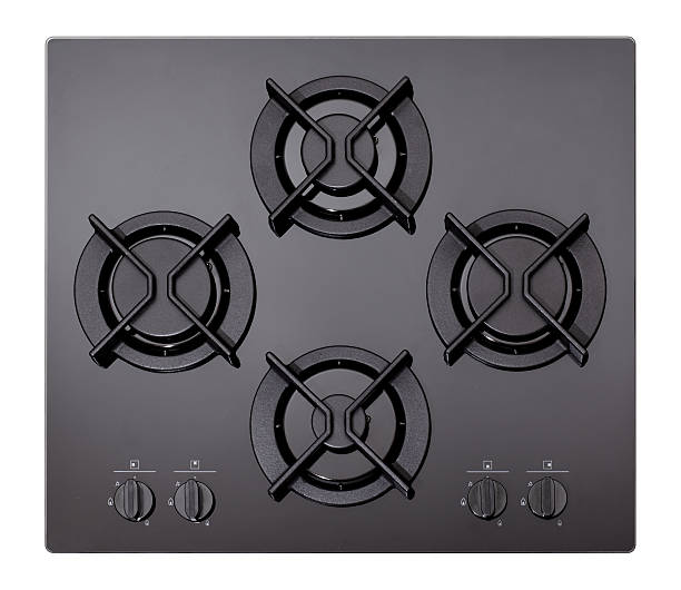 istock Black glass gas hob 487104831