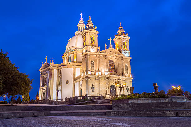 Sameiro Sanctuary in the evening overlooking Braga, Portugal