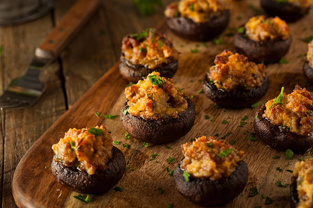 istock Homemade Sausage Stuffed Mushrooms 487108024