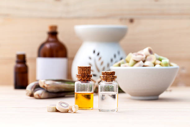 istock Natural Spa Ingredients Lemongrass essential Oil  with Aromather 487110102