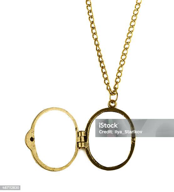 Brass Locket Stock Photo - Download Image Now - Locket, Open, Cut Out
