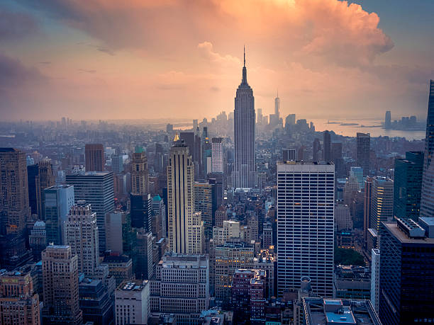 istock Lower Manhattan at dusk seen from a high place 487114274