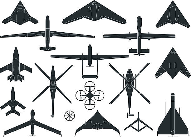 illustrations, cliparts, dessins animés et icônes de drones et de quad copters-illustration - drone futuristic