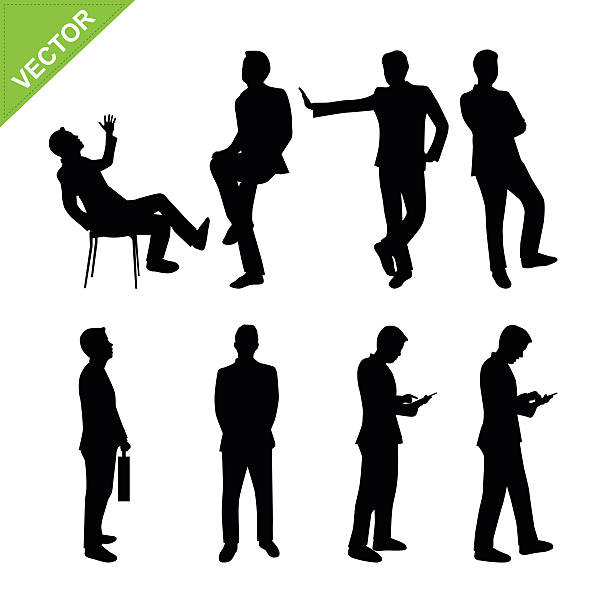 ilustrações, clipart, desenhos animados e ícones de homem de negócios silhuetas vetor - silhouette men foreman mature adult