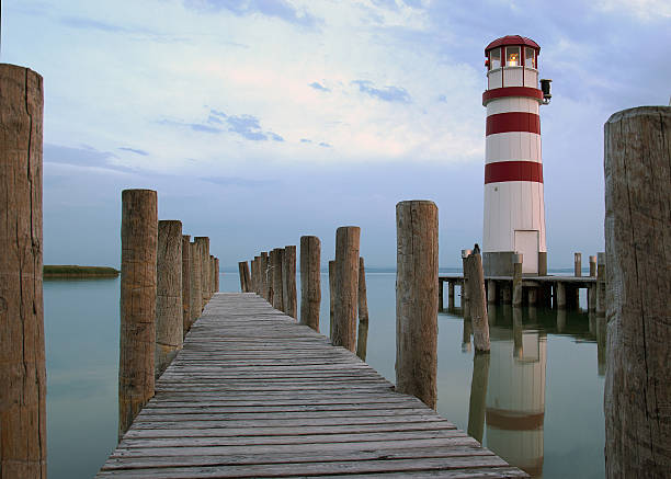 Lighthouse At Lake Neusiedl stock photo