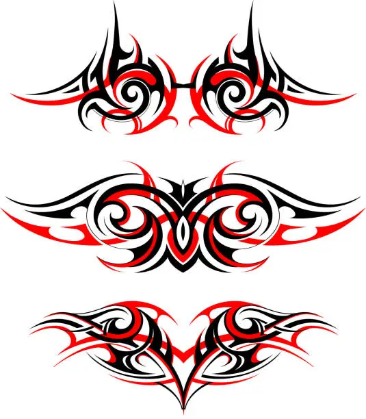 Vector illustration of Gothic style tattoo set