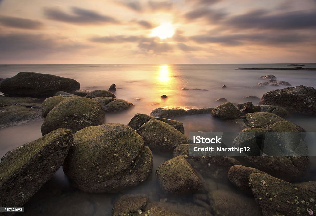 The beautiful sunset The beautiful sunset at Lanhinkhao, Maeramphueng Beach, Rayong, Thailand Asia Stock Photo