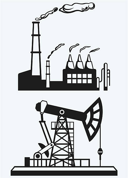 コンセプトの石油産業および工場 - pipe silhouette oil pump mining点のイラスト素材／クリップアート素材／マンガ素材／アイコン素材