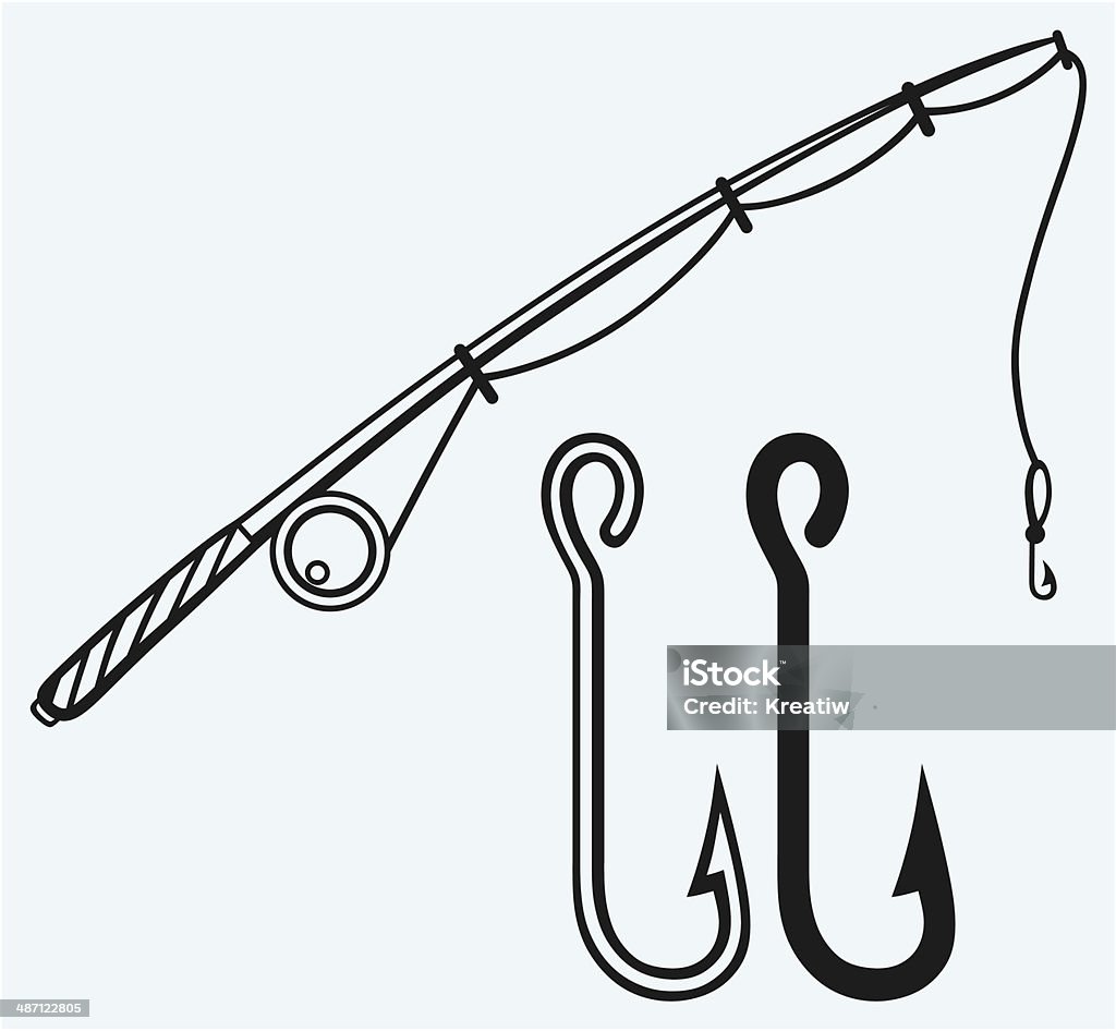 Fishing Rod And Fishing Hook Stock Illustration - Download Image Now - Fishing  Rod, Drawing - Art Product, Drawing - Activity - iStock