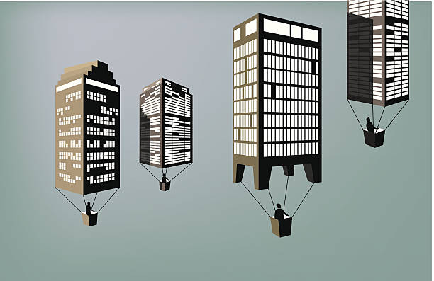 Edifici volante - illustrazione arte vettoriale