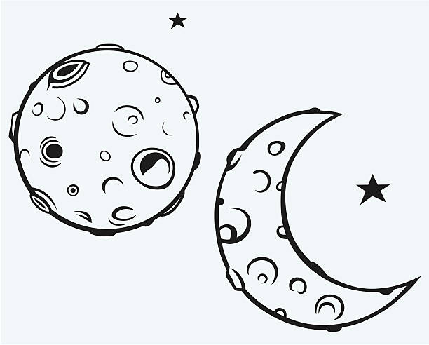 Moon Moon and lunar craters moon surface illustrations stock illustrations