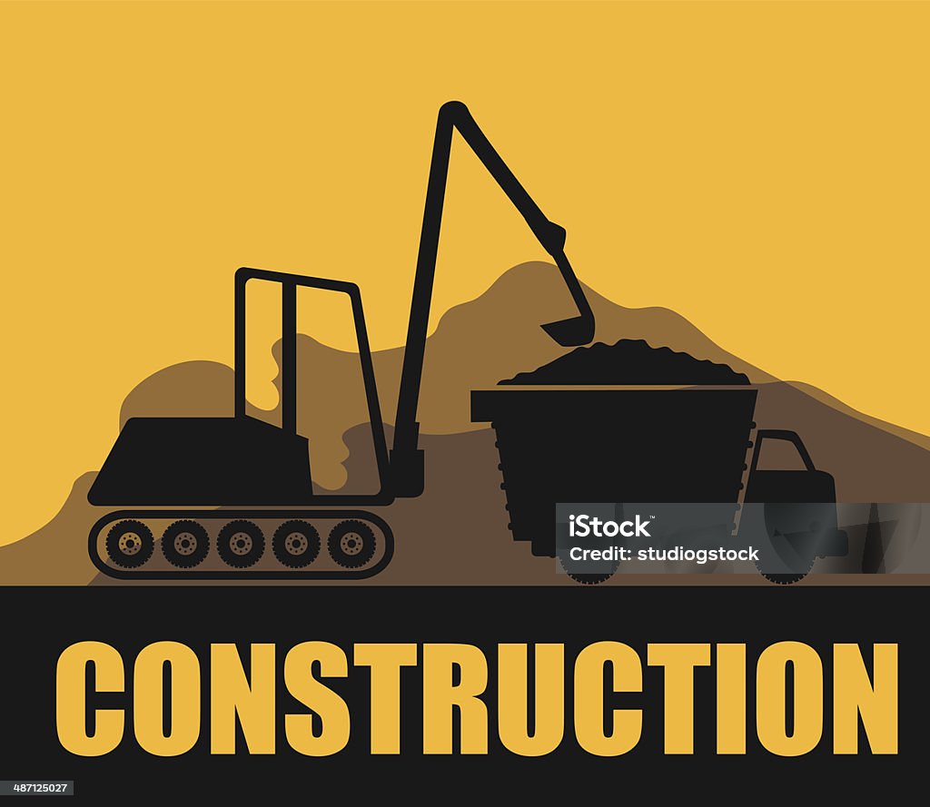 Construction design Construction design over yellow background, vector illustration Backhoe stock vector