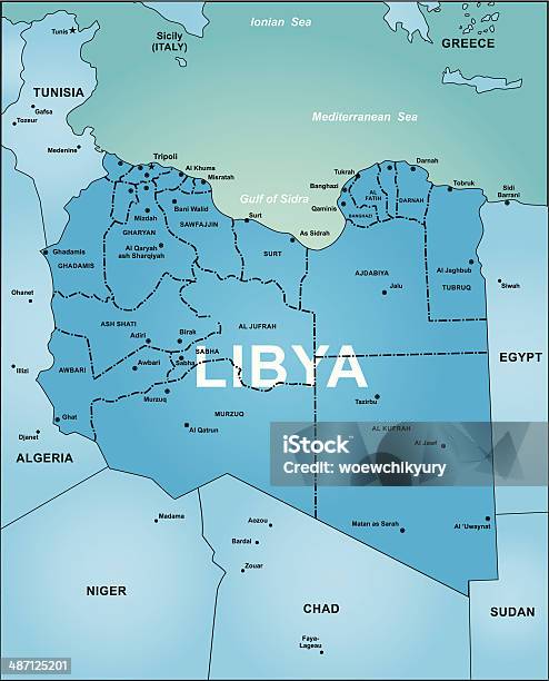 Ливия Карта — стоковая векторная графика и другие изображения на тему Карта - Карта, Ливия, Африка