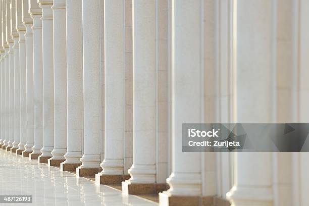 Row Of Pillars Stock Photo - Download Image Now - Architectural Column, Courthouse, Corridor