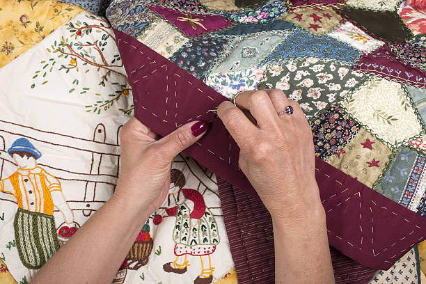 istock Quilting equipment and fabrics. 487127327