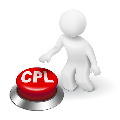3d man with cpl cost per lead button isolated white background