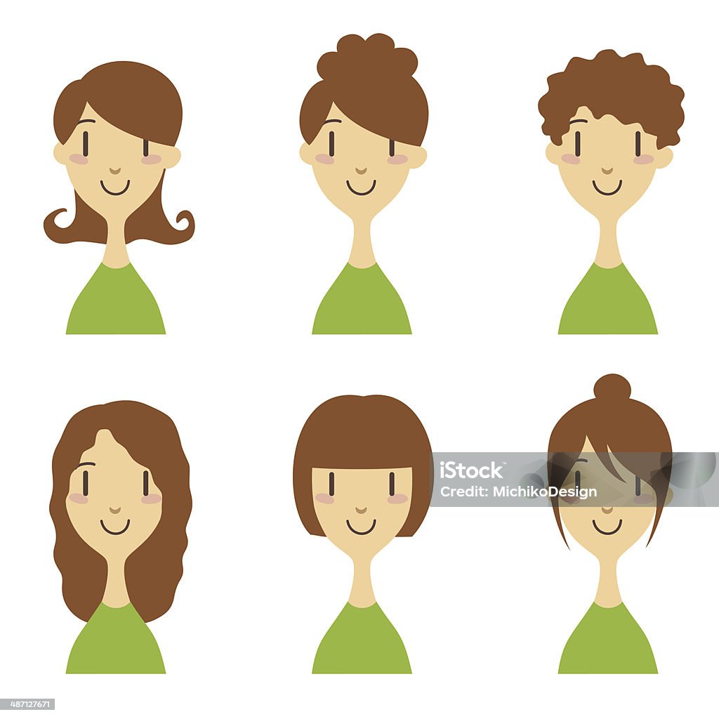 Femme avec différentes coiffure - clipart vectoriel de Adulte libre de droits