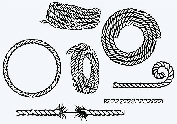 Nautical rope knots Nautical rope knots. Isolated on blue background string illustrations stock illustrations