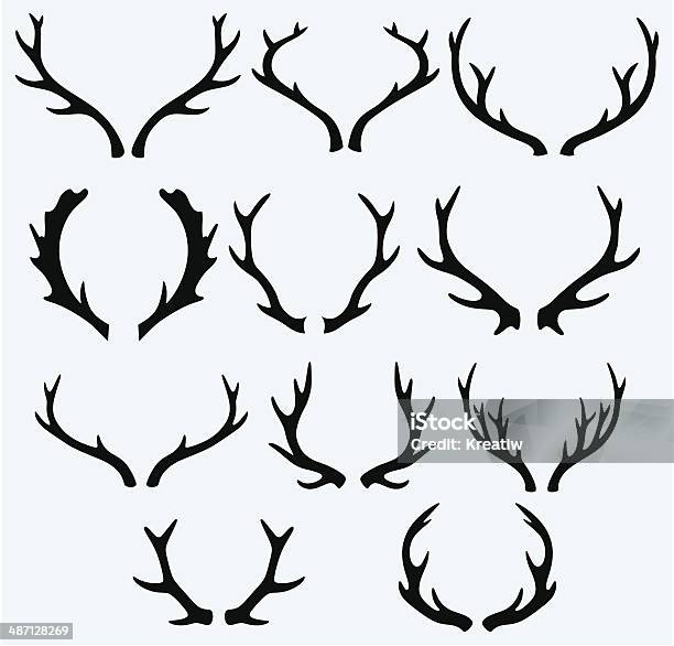 Deer Horns Stock Illustration - Download Image Now - Antler, Deer, In Silhouette