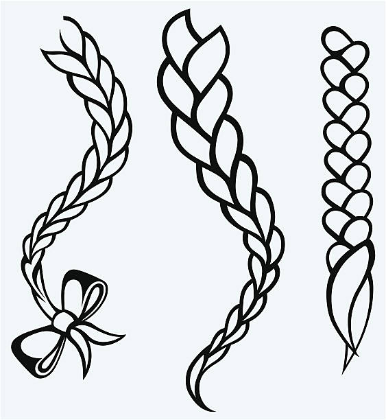 ilustraciones, imágenes clip art, dibujos animados e iconos de stock de trenzado de cabello - braided